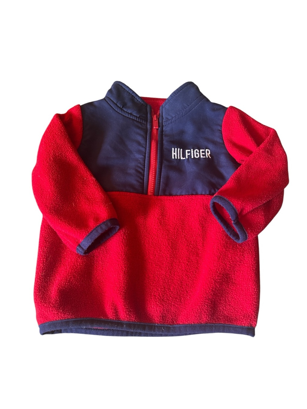 Tommy Hilfiger Red & Navy Quarter-Zip infant 3/6 months Fleece Pullover